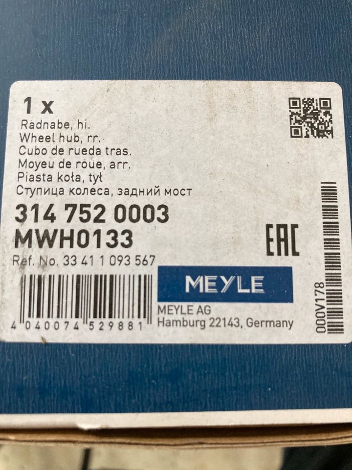 MEYLE Radnabe BMW und Lager,Radlager-E36 E46-5x120 LK in Losheim am See