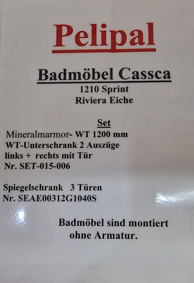 Muster Badmöbel Set Pelipal Fokus CASSCA Waschtisch 120cm Spiegelschrank reduziert in Dornstetten