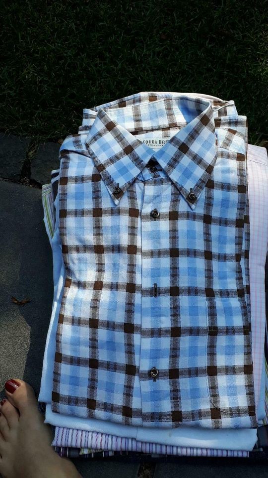 Jacques Britt oberhemd gr 39 blau braun weiß kariert  Button down in Halstenbek