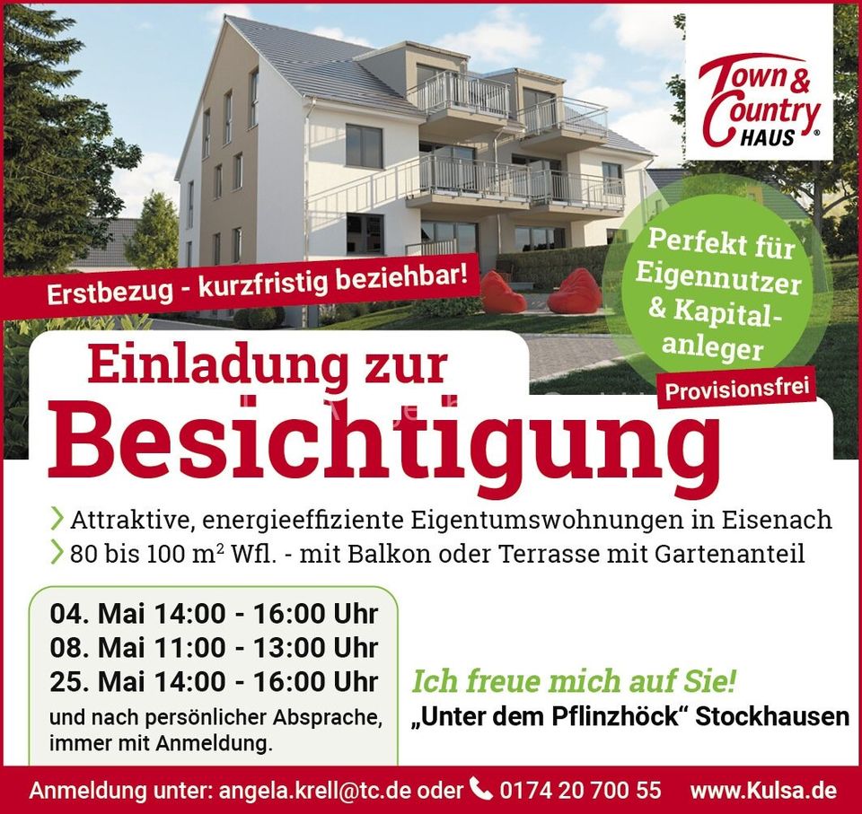Kapitalanleger aufgepasst! Nutzen Sie die neue Abschreibung! Jetzt Termin vereinbaren! Moderne, energiesparende Wohnungen in Eisenach! in Eisenach