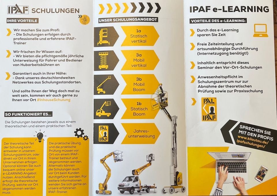 IPAF-Schulungen für Hubarbeitsbühnen in Erwitte