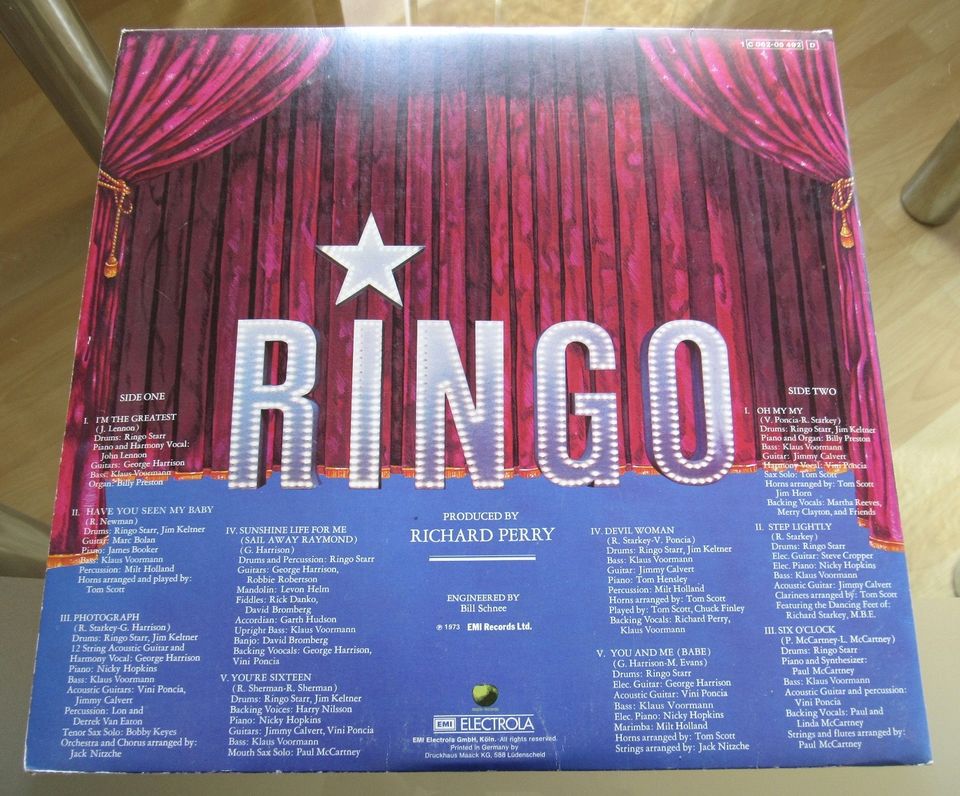 Ringo, Ringor Star, Vinyl 1973, EMI. + 20 seitiges Booklet in Bippen