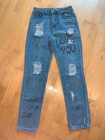Boyfriend Jeans blau mit Love Print ASOS Bayern - Regensburg Vorschau