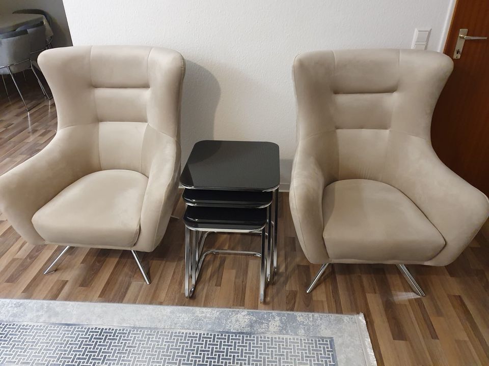 2 Sessel Beige mit hochwertigen Samt in Filderstadt