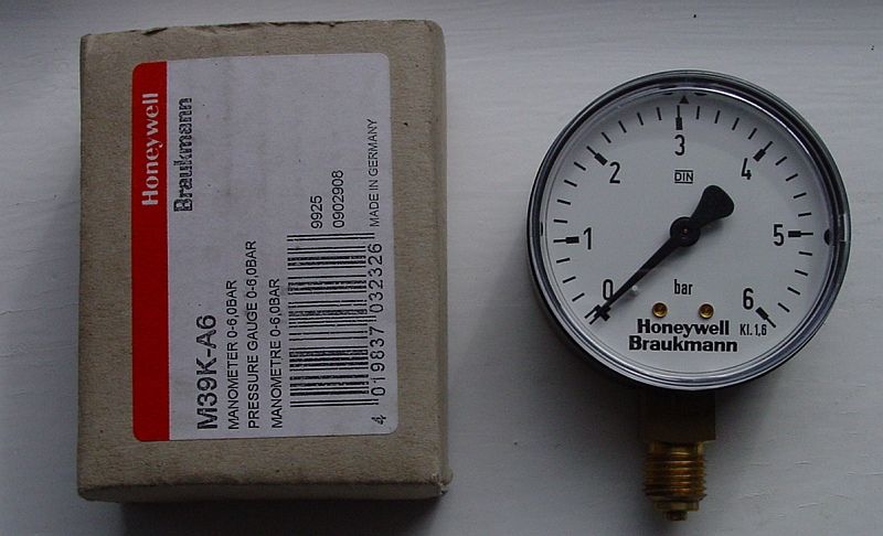 HoneywellBrauckmann Manometer 0-6 bar Heizung Wasserdruck M39K-A
