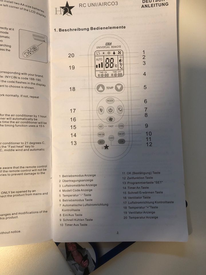 Universal AC Remote Control/Universalfernbedienung in Kelsterbach