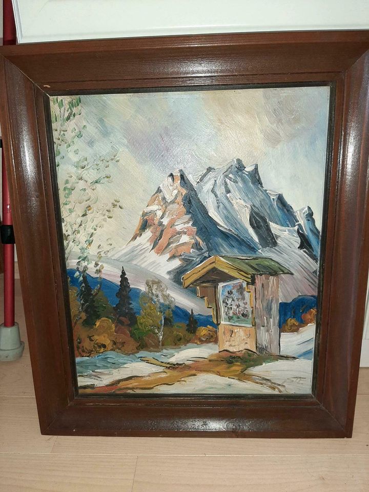 Wetterstein von Mittenwald (1946, STE) Öl auf Holz inkl. Rahmen in Döhlau