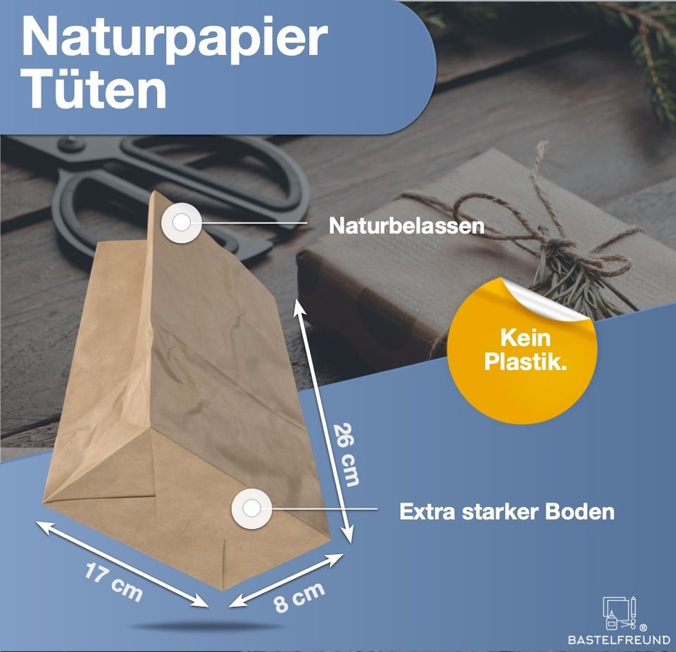 Bastelfreund® 50x braune Beutel 260 x 170 mm Kraftpapiertüten in Sandhausen