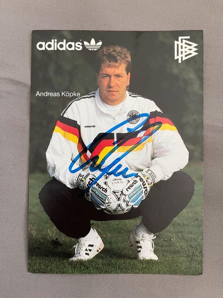 Original signierte Autogrammkarte ANDREAS KÖPKE DFB 1991 in Baunatal