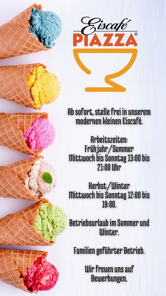 ⭐️ Eiscafé Piazza ➡️ Thekenkraft  (m/w/x), 63776 in Mömbris