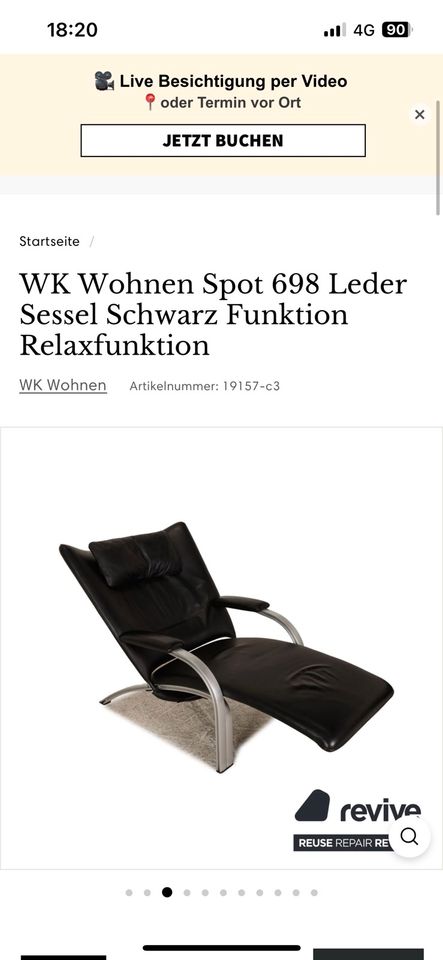 Auszieh-/Relaxsessel schwarz Leder in Nohfelden