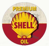 Rundes Blechschild von SHELL - Premium Oil Baden-Württemberg - Mannheim Vorschau