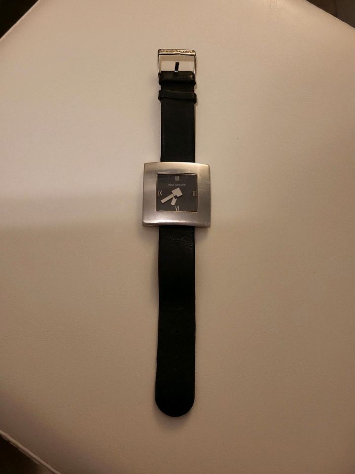 Rolf Cremer Uhr Lederarmband schwarz Zifferblatt Silber in Wermsdorf