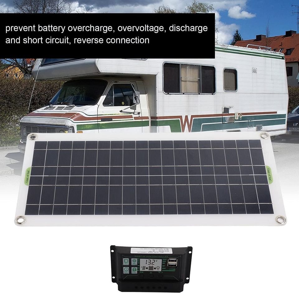 Solarpanel, 30W Ladegerät mit Alligator Clip und USB in Marbach am Neckar