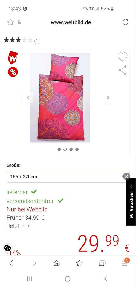 Eivissa Bettwäche in pink von Weltbild 155/220 neu NP 30 Euro in Reichenbach