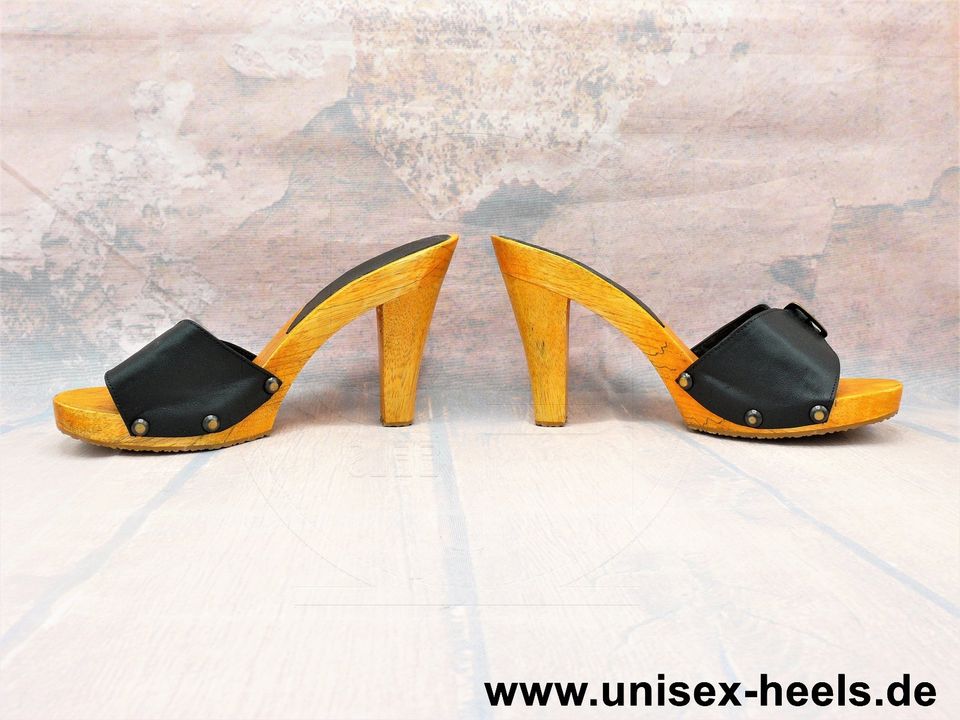 3762 unisex-heels; neue high heels gr. 39; echtholz, echtleder! in Limeshain