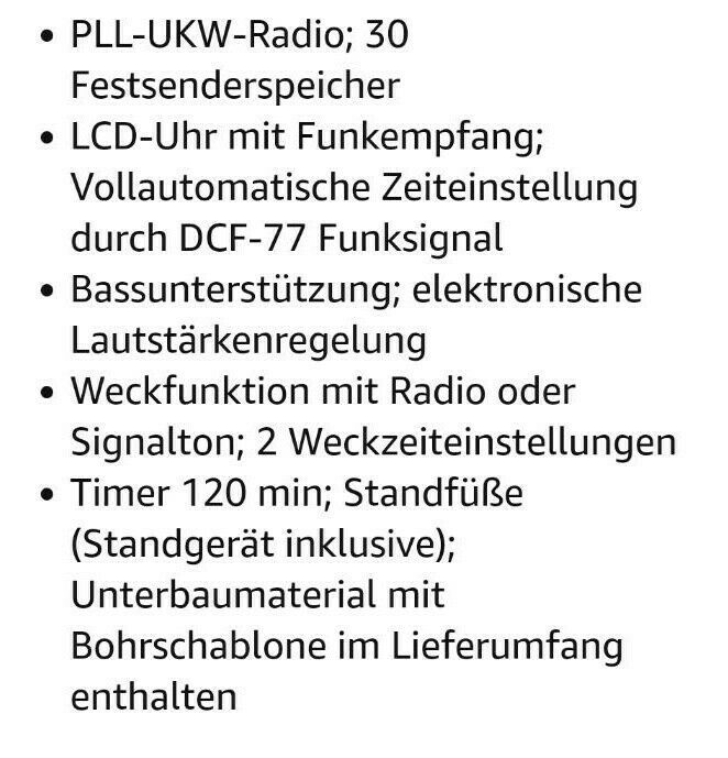 Soundmaster Radio mit Unterbaufunktion in Zülpich