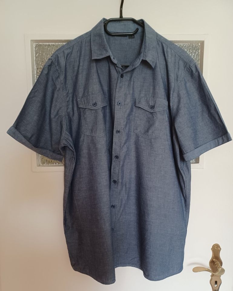 Herrenhemd Kurzarmhemd Hemd jeansblau Gr. XXL (45 - 46) in Welzow