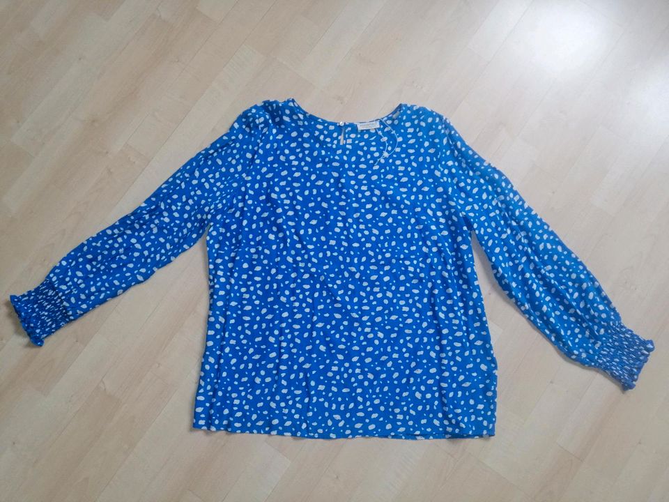 Bluse, Tschibo, gr. 42, blau weiß, locker, leicht, langarm in Schonungen