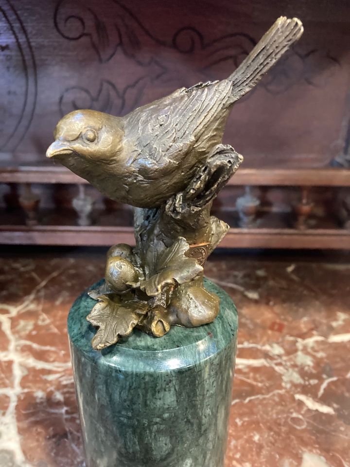 Vintage Bronze Vogel mit Eichenlaub ca.8x22x8cm in Düsseldorf