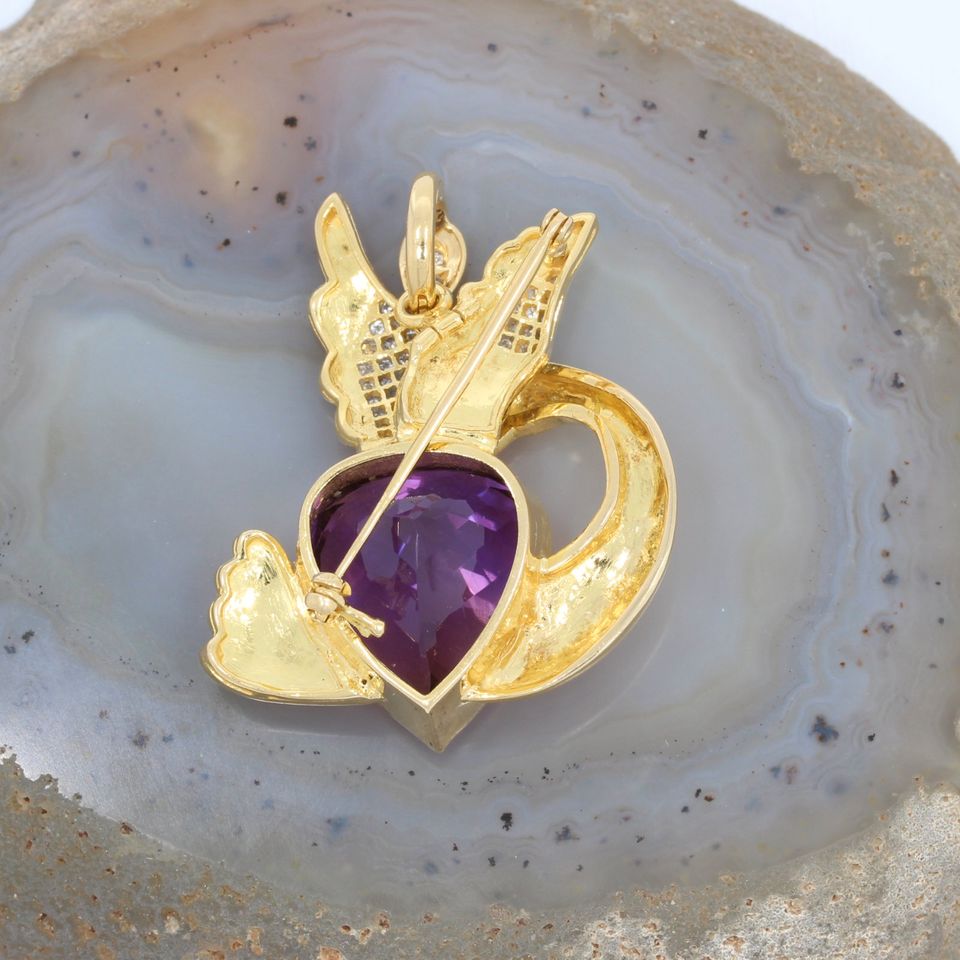 WERT 5700 € DIAMANT AMETHYST ANHÄNGER BROSCHE 18K GOLD vxlt 85844 in Essen