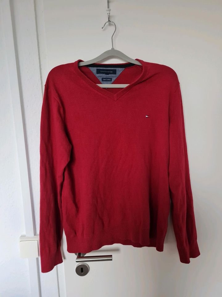 Roter tommy hilfiger pullover wolle cashmere in Freiberg