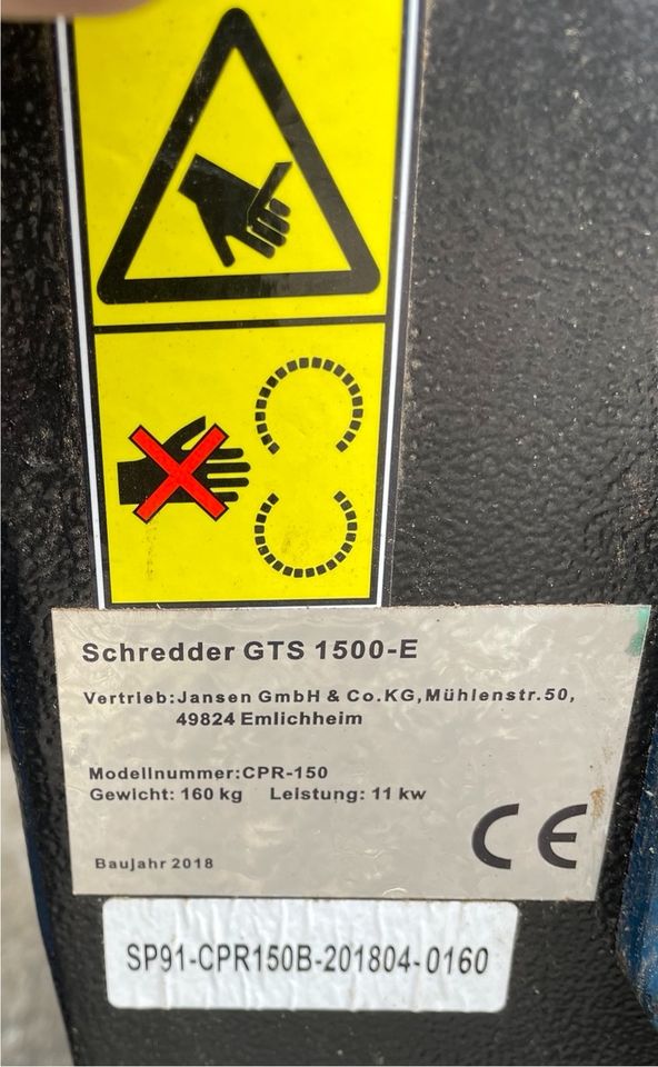 Jansen Häcksler GTS 1500 E gebraucht in Buchen (Odenwald)