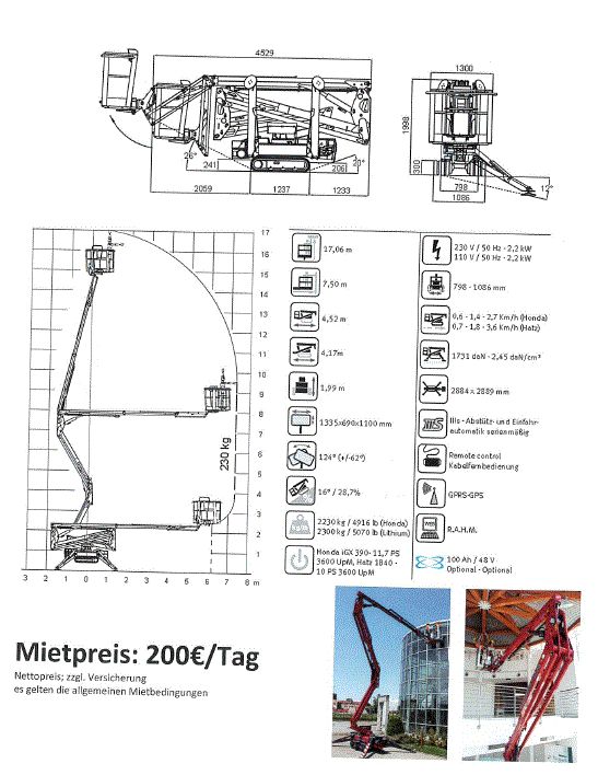 Raupen Arbeitsbühne Lightlift 17.75 , Hebebühne, Scherenbühne 17m in Bad Abbach