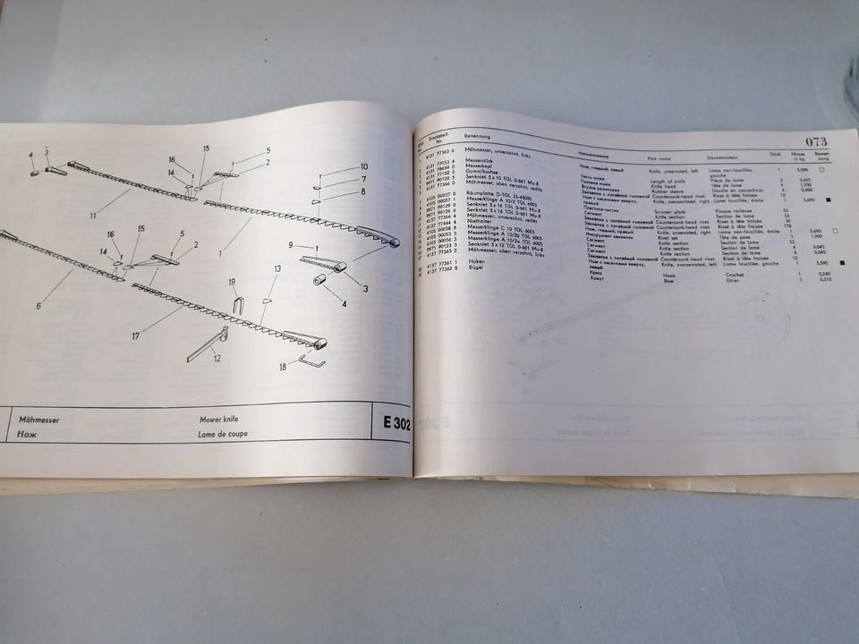 DDR Ersatzteilkatalog E302 Schwadmäher Fortschritt in Dresden