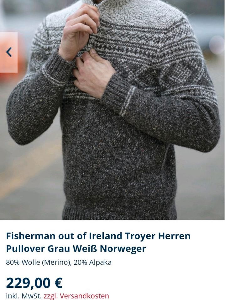 Fisherman out of Ireland Troyer Herren Pullover GrauWeiß Norweger in Kaltenkirchen