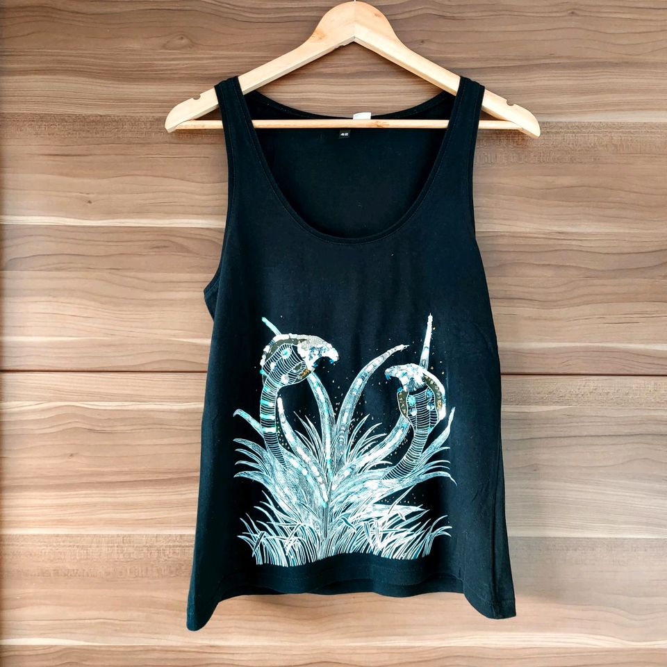 H&M Tanktop mit Pailletten-Druck Gr. 42 in Hanau