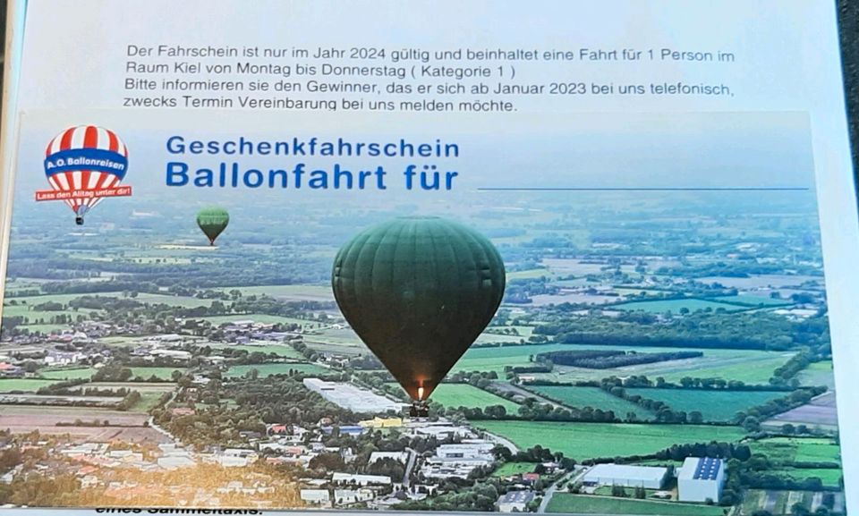 Gutschein Ballonfahrt über Kiel und Umgebung in Glücksburg