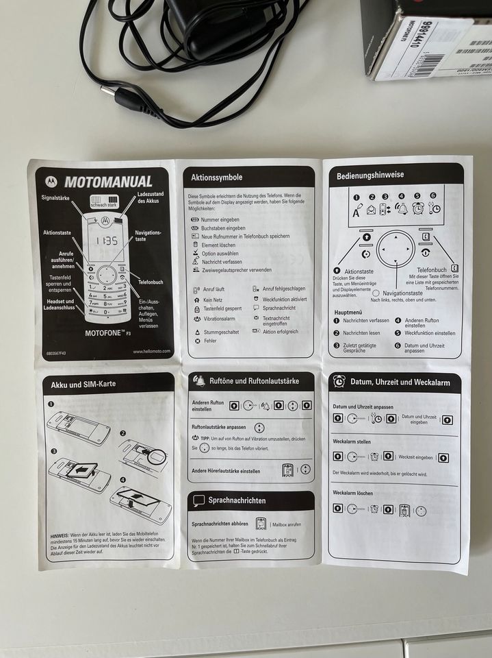 Handy Motofone Motorola mc3 41j11 schwarz in Limburgerhof