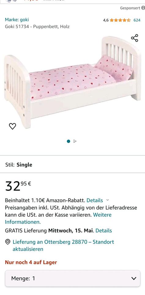 Holz Puppenmöbel, Puppenschrank Kidkraft & Puppenbett Goki in Ottersberg