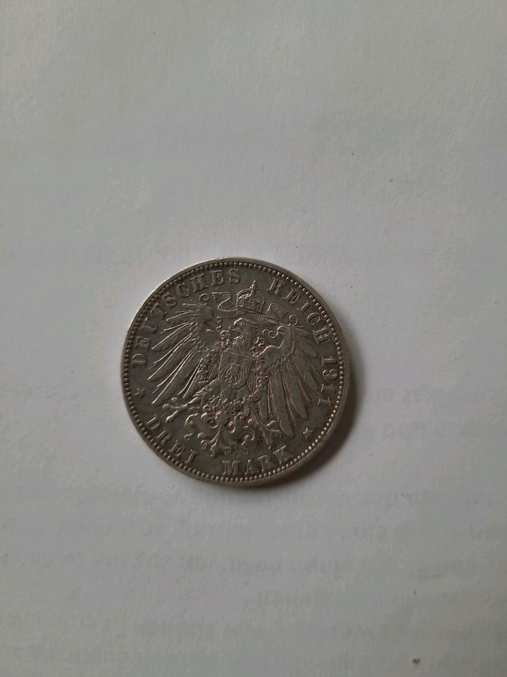 3 Mark Münze 1911 J in Großenseebach