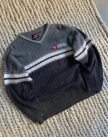 Vintage Diesel Strickpullover Sweater Streifen grau weiß 90s L S Baden-Württemberg - Rottenburg am Neckar Vorschau