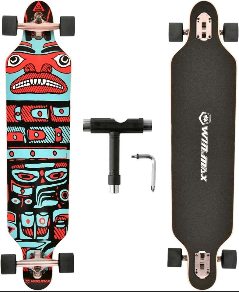 WIN.MAX Longboard Skateboard, 7-lagigem Ahornholz, ABEC-11 + Tool in Oberpleichfeld