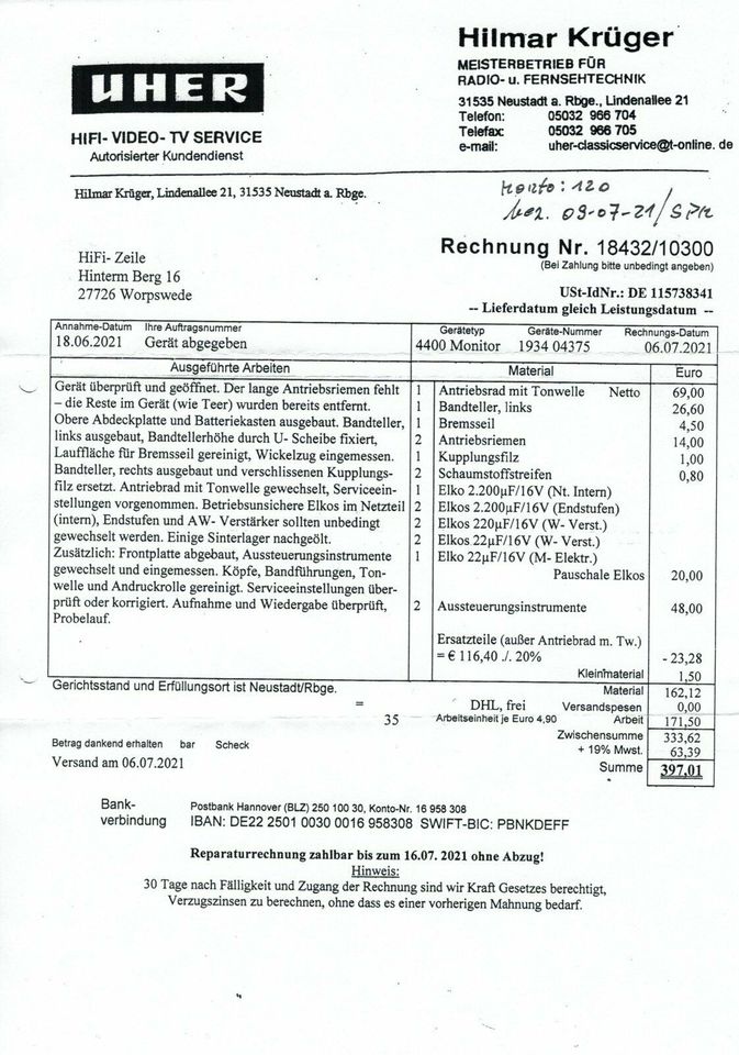 UHER 4400 Report Monitor - Tonbandgerät mit Zubehör - in Worpswede