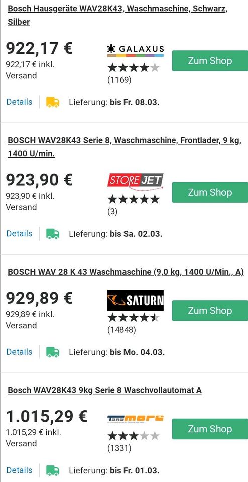 9 Kg Waschmaschine Bosch Aussteller NEU Serie 8 in Berlin