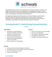Auszubildende/r Fachrichtung Feinwerkmechanik (m/w/d) Bayern - Hohenpeißenberg Vorschau