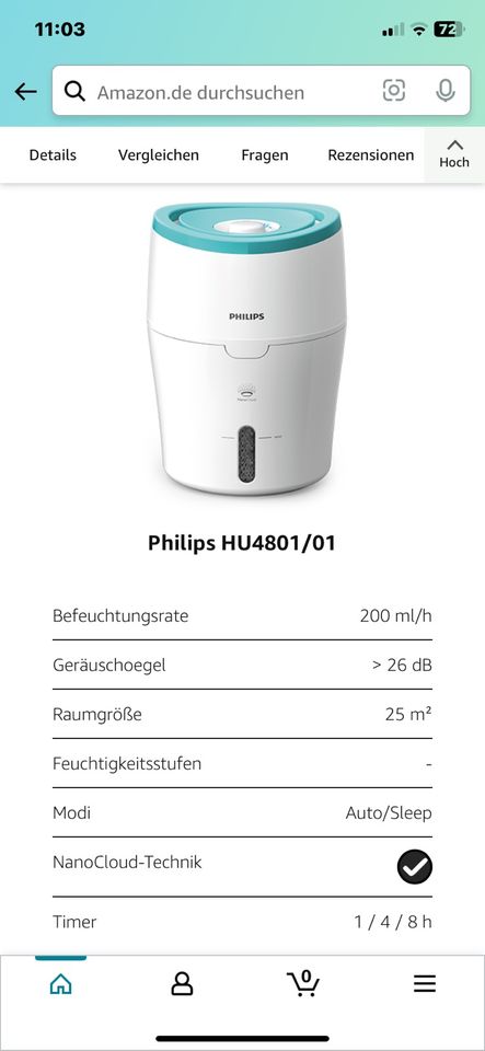 Philips Luftbefeuchtern mit NanoCloud-Technologie in Hagenbach