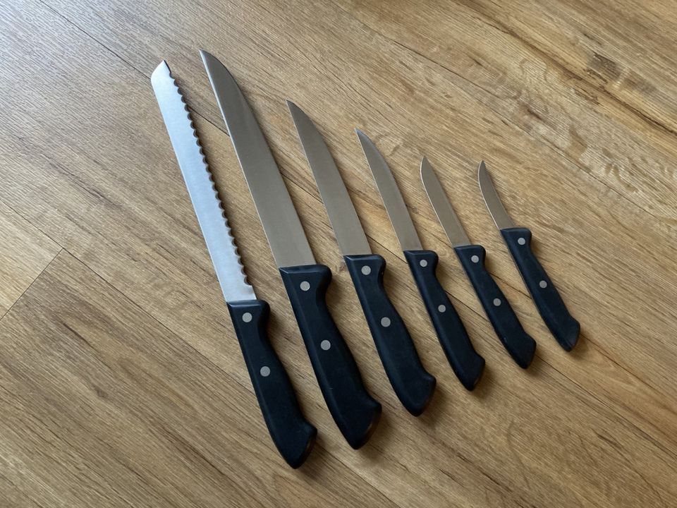 Messerblock, WMF, 6 Küchenmesser, Messer, schwarz, FESTPREIS, in Bergisch Gladbach