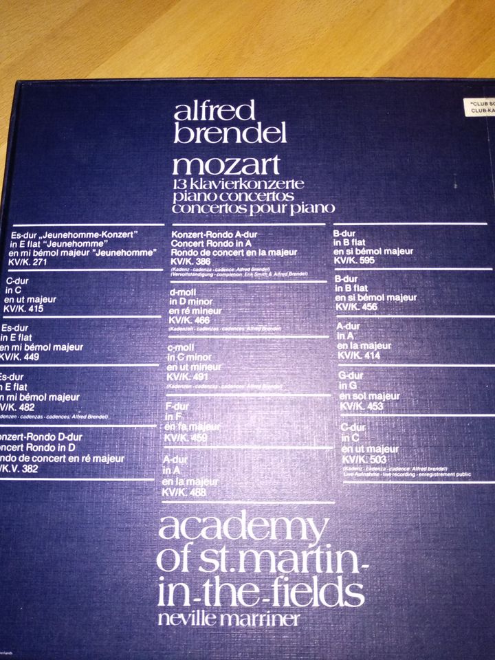 Mozart: 13 Klavierkonzerte, 8 LPs mit Booklet in der Blauen Box in Stuttgart