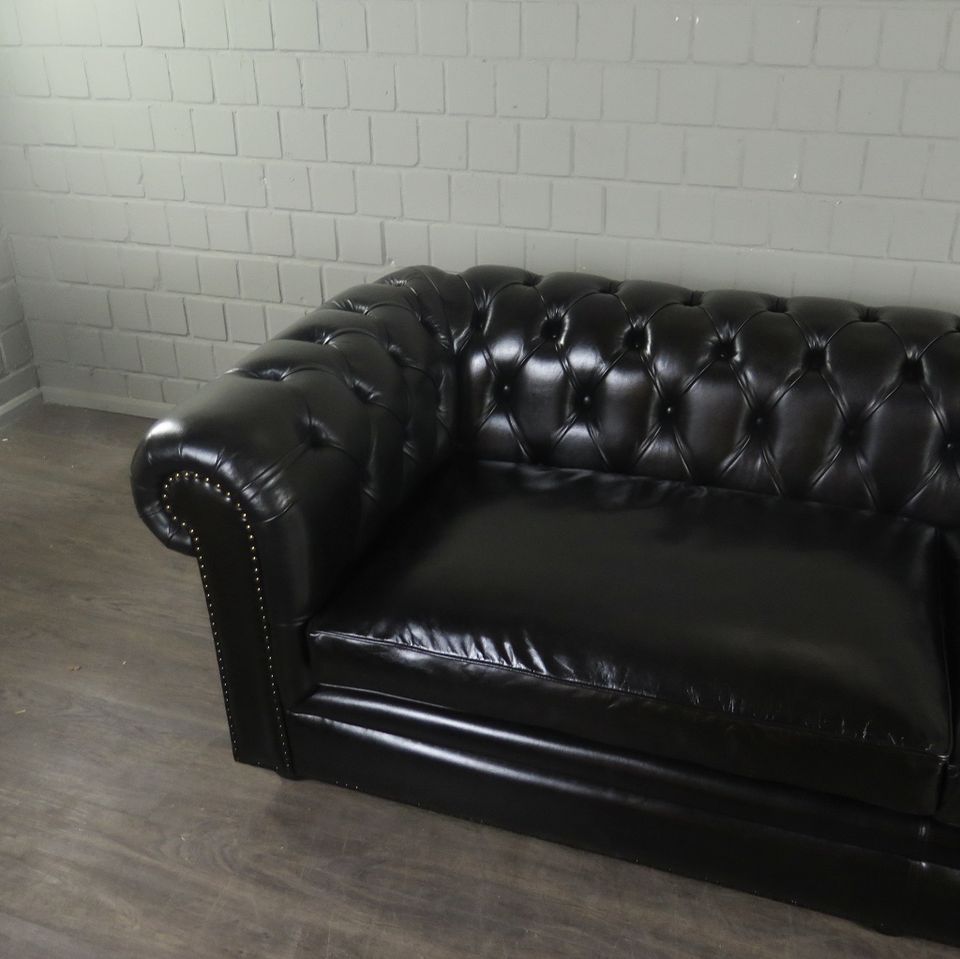 20913 Chesterfield Sofa Couch Leder Schwarz 2.40 m in München