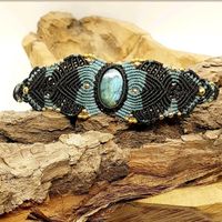 Armband Labradorit Makramee Schmuck Handarbeit Schwerin - Weststadt Vorschau