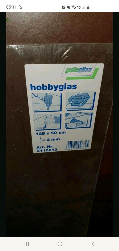 Hobbyglas Scheibe 125 x 50 cm , 2 mm , neu in Vöhl