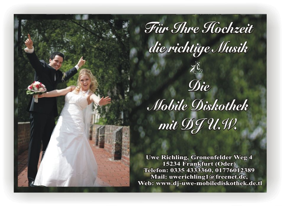 Mobile Diskothek DJ für Hochzeiten, Partys & Events in Frankfurt (Oder)