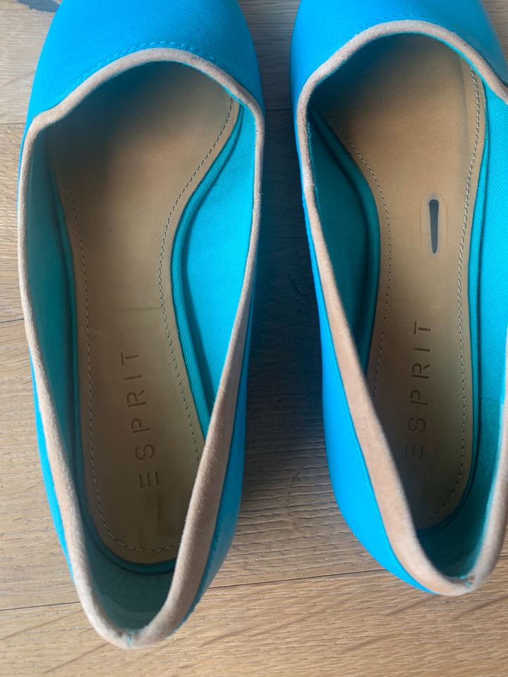 Esprit Ballerinas Gr.38 Blau /Türkis Leder Neuwertig in Moers