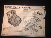 Original Wandbild SACHS 506 /3 - 506 /4 AKF  Explosionszeichnung Niedersachsen - Wedemark Vorschau