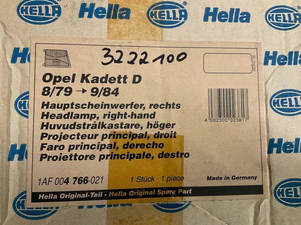 Opel Kadett D Scheinwerfer 1AF004766-021 NOS Hella Rechts 69VB* in Brombachtal